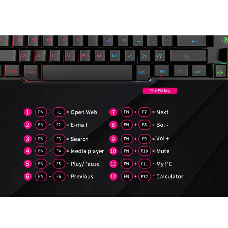 iMICE AK-600 Wired USB Floating Keycap Characters Glow Backlit Gaming Keyboard(Black) - Wired Keyboard by iMICE | Online Shopping South Africa | PMC Jewellery | Buy Now Pay Later Mobicred