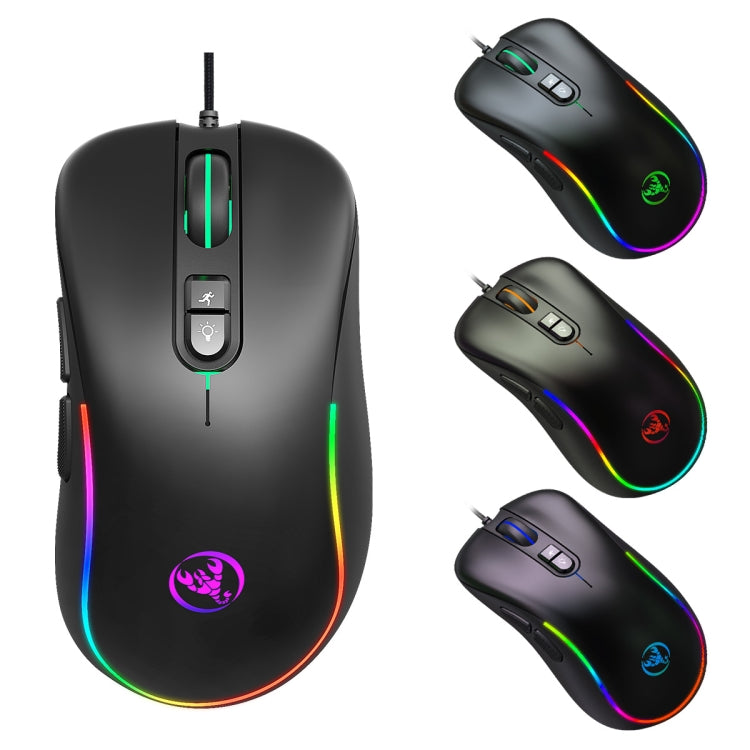 HXSJ J300 7 Keys RGB Lighting Programmable Gaming Wired Mouse(Black) - Wired Mice by HXSJ | Online Shopping South Africa | PMC Jewellery | Buy Now Pay Later Mobicred