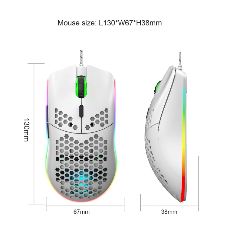 HXSJ J900 6 Keys RGB Lighting Programmable Gaming Wired Mouse (White) - Wired Mice by HXSJ | Online Shopping South Africa | PMC Jewellery | Buy Now Pay Later Mobicred