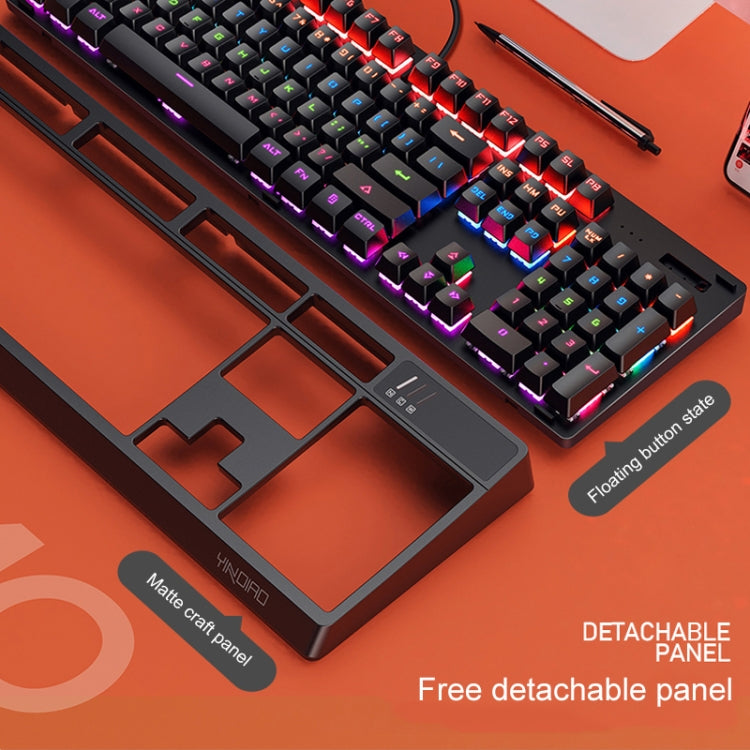 YINDIAO K300 USB Detachable Panel Mechanical Lighting Blue Shaft Gaming Wired Keyboard(Black) - free shipping - PMC Jewellery - Order now!