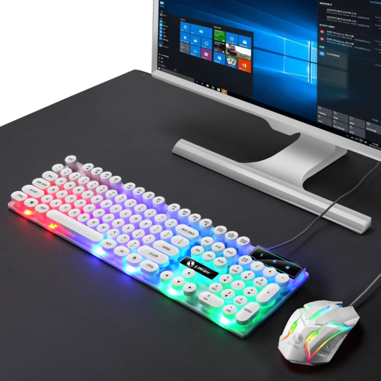 TX300 Mechanical Feel Backlight Punk Wired Keyboard Mouse Set (White) - Wired Keyboard by PMC TechLife | Online Shopping South Africa | PMC TechLife | Buy Now Pay Later Mobicred