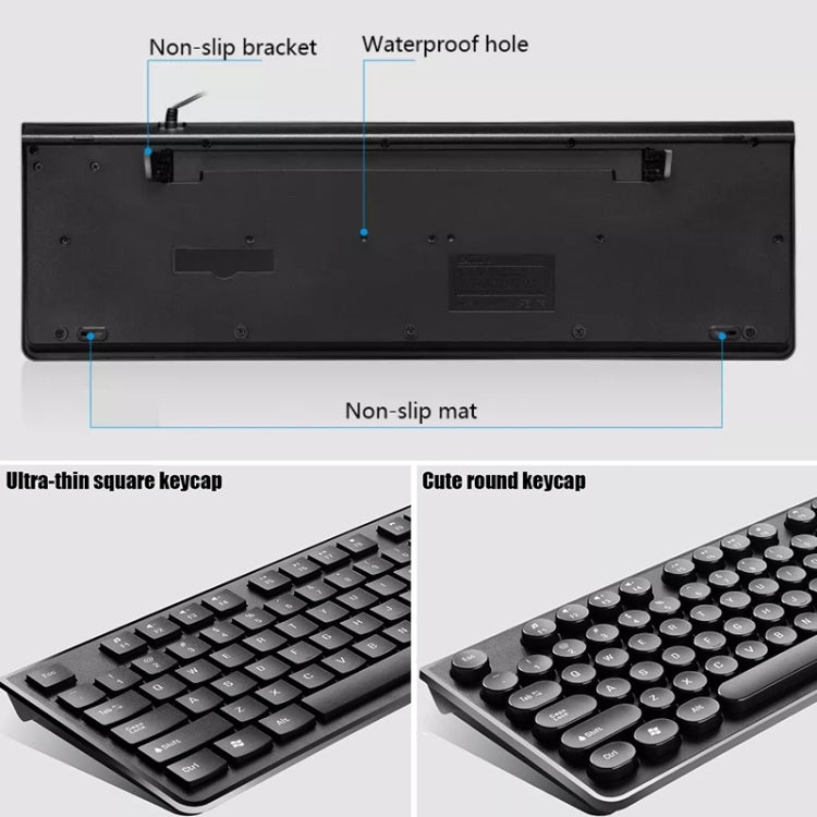 ZGB S500 Round Key USB Wired Computer Keyboard (Black) - free shipping - PMC TechLife - Order now!