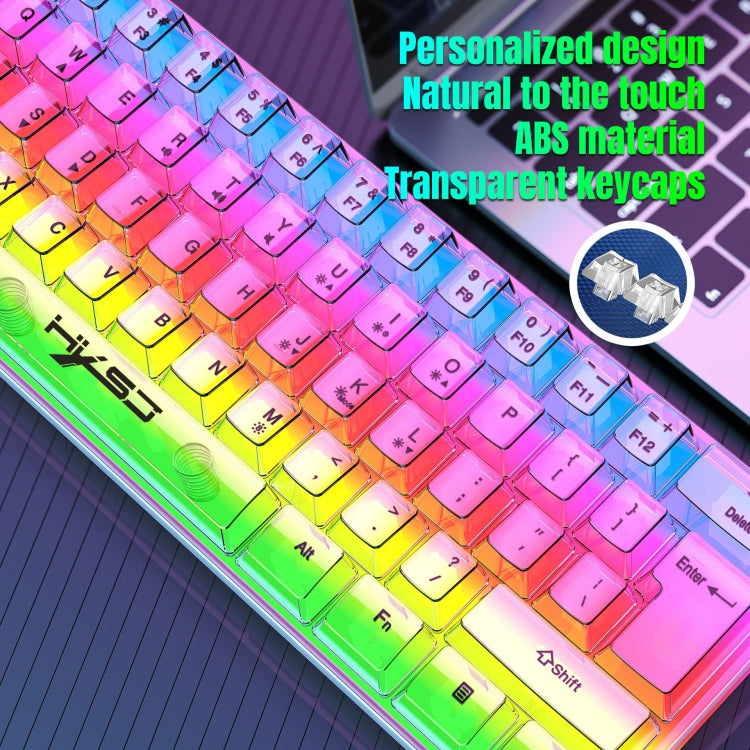 HXSJ V700T 61-key Wired Membrane RGB Backlit Mechanical Keyboard (Transparent) - Wired Keyboard by HXSJ | Online Shopping South Africa | PMC Jewellery | Buy Now Pay Later Mobicred