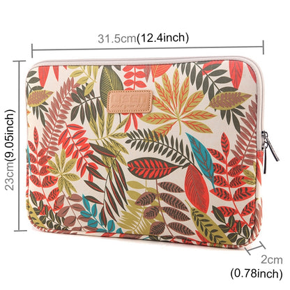 Lisen 12 inch Sleeve Case Colorful Leaves Zipper Briefcase Carrying Bag for iPad, Macbook, Samsung, Lenovo, Sony, DELL Alienware, CHUWI, ASUS, HP, 12 inch and Below Laptops / Tablets(White) - 12.1 inch by PMC Jewellery | Online Shopping South Africa | PMC Jewellery | Buy Now Pay Later Mobicred