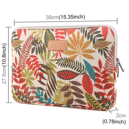 Sleeve Case Colorful Leaves Zipper Briefcase Carrying Bag for Macbook, Samsung, Lenovo, Sony, DELL Alienware, CHUWI, ASUS, HP, 15.6 inch and Below Laptops(White) - 15 inch by PMC Jewellery | Online Shopping South Africa | PMC Jewellery | Buy Now Pay Later Mobicred