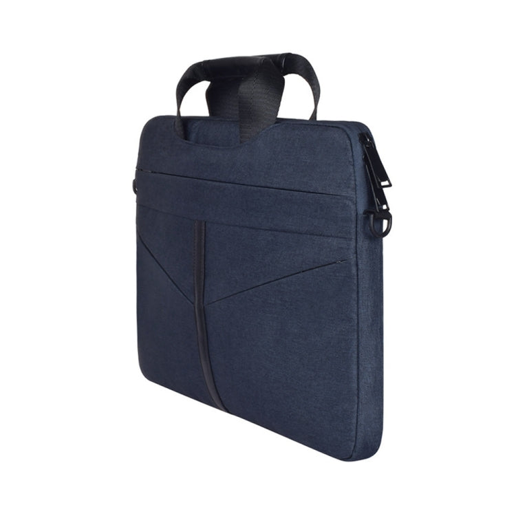 13.3 inch Breathable Wear-resistant Fashion Business Shoulder Handheld Zipper Laptop Bag with Shoulder Strap (Navy Blue) - 13.3 inch by PMC Jewellery | Online Shopping South Africa | PMC Jewellery | Buy Now Pay Later Mobicred