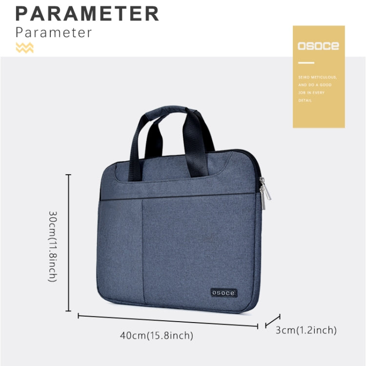 OSOCE S63 Breathable Wear-resistant Shoulder Handheld Zipper Laptop Bag For 15 inch and Below Macbook, Samsung, Lenovo, Sony, DELL Alienware, CHUWI, ASUS, HP (Blue) - 15 inch by OSOCE | Online Shopping South Africa | PMC Jewellery | Buy Now Pay Later Mobicred