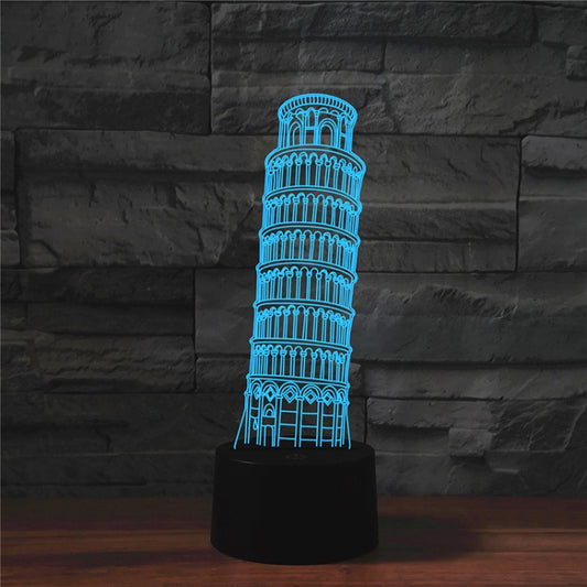 Paris Leaning Tower Shape 3D Colorful LED Vision Light Table Lamp, USB Touch Version - Novelty Lighting by PMC Jewellery | Online Shopping South Africa | PMC Jewellery | Buy Now Pay Later Mobicred