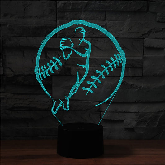 Baseball Sport Shape 3D Colorful LED Vision Light Table Lamp, USB & Battery Version - Novelty Lighting by PMC Jewellery | Online Shopping South Africa | PMC Jewellery | Buy Now Pay Later Mobicred