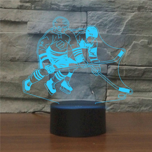 Playing Ice Hockey Shape 3D Colorful LED Vision Light Table Lamp, USB Touch Version - Novelty Lighting by PMC Jewellery | Online Shopping South Africa | PMC Jewellery | Buy Now Pay Later Mobicred