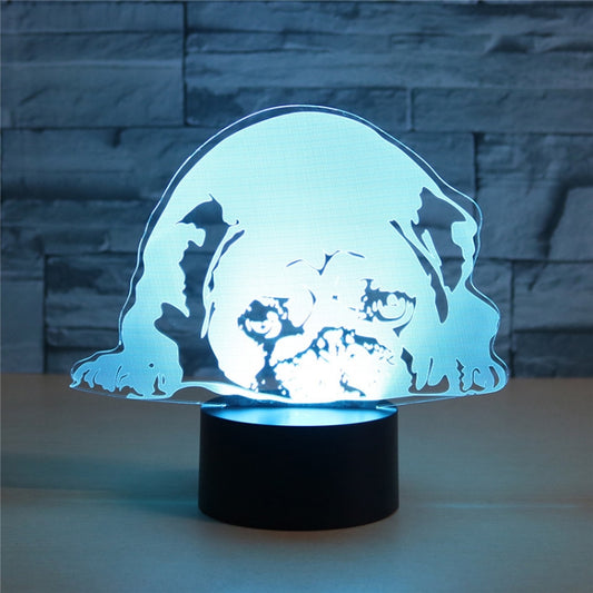 Prostrated Dog Shape 3D Colorful LED Vision Light Table Lamp, USB & Battery Version - Novelty Lighting by PMC Jewellery | Online Shopping South Africa | PMC Jewellery | Buy Now Pay Later Mobicred