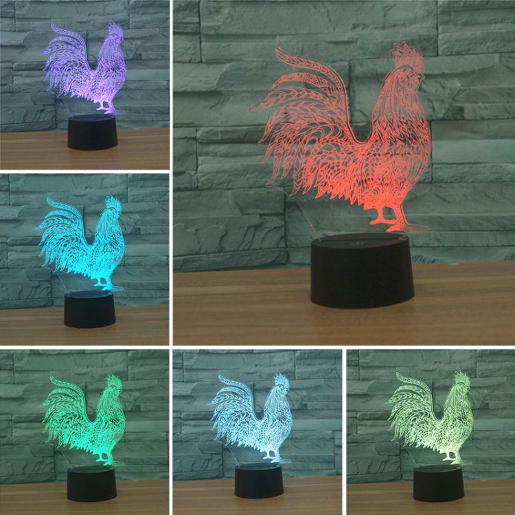 Cock Shape 3D Colorful LED Vision Light Table Lamp, USB & Battery Version - Novelty Lighting by PMC TechLife | Online Shopping South Africa | PMC TechLife | Buy Now Pay Later Mobicred