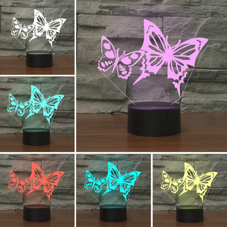 Two Butterflies Shape 3D Colorful LED Vision Light Table Lamp, 16 Colors Remote Control Version - Novelty Lighting by PMC TechLife | Online Shopping South Africa | PMC TechLife | Buy Now Pay Later Mobicred