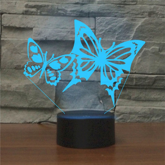 Two Butterflies Shape 3D Colorful LED Vision Light Table Lamp, Crack Remote Control Version - Novelty Lighting by PMC Jewellery | Online Shopping South Africa | PMC Jewellery | Buy Now Pay Later Mobicred