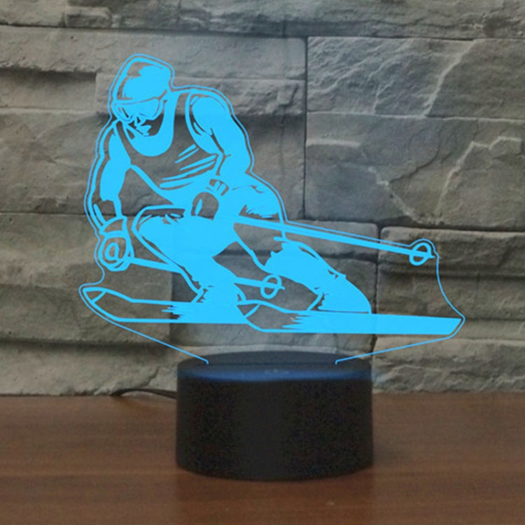Skiing Shape 3D Colorful LED Vision Light Table Lamp, USB & Battery Version - Novelty Lighting by PMC TechLife | Online Shopping South Africa | PMC TechLife | Buy Now Pay Later Mobicred