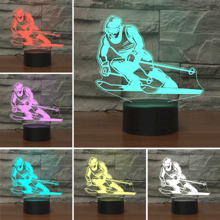 Skiing Shape 3D Colorful LED Vision Light Table Lamp, USB & Battery Version - Novelty Lighting by PMC TechLife | Online Shopping South Africa | PMC TechLife | Buy Now Pay Later Mobicred