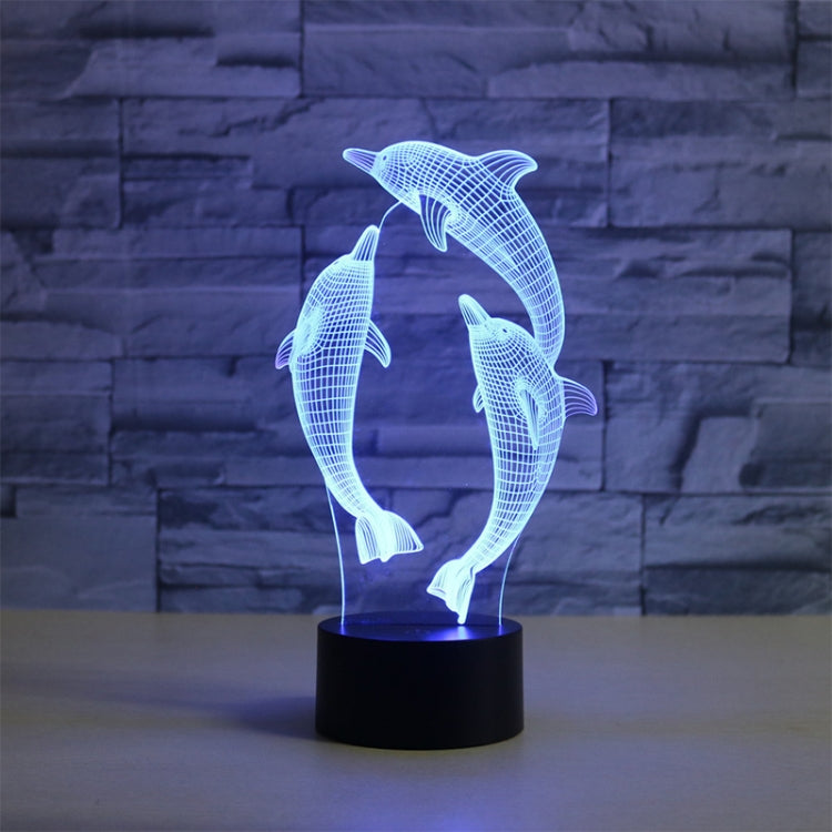 Three Dolphins Shape 3D Colorful LED Vision Light Table Lamp, Charging Touch Version - Novelty Lighting by PMC TechLife | Online Shopping South Africa | PMC TechLife | Buy Now Pay Later Mobicred