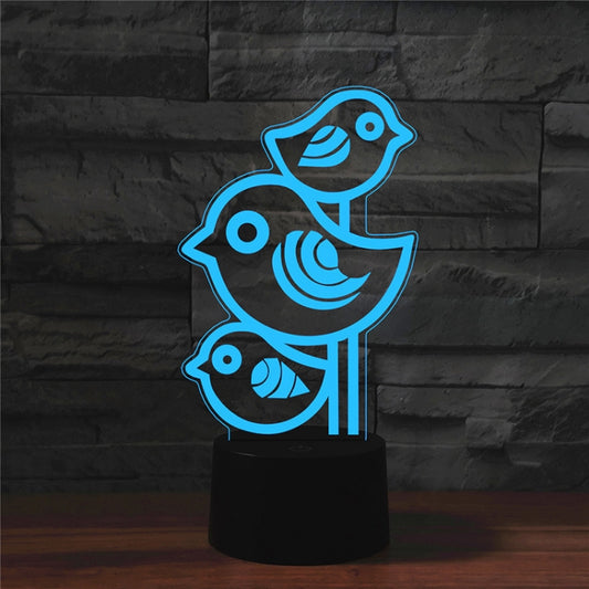 Three Birds Shape 3D Colorful LED Vision Light Table Lamp, 16 Colors Remote Control Version - Novelty Lighting by PMC Jewellery | Online Shopping South Africa | PMC Jewellery | Buy Now Pay Later Mobicred