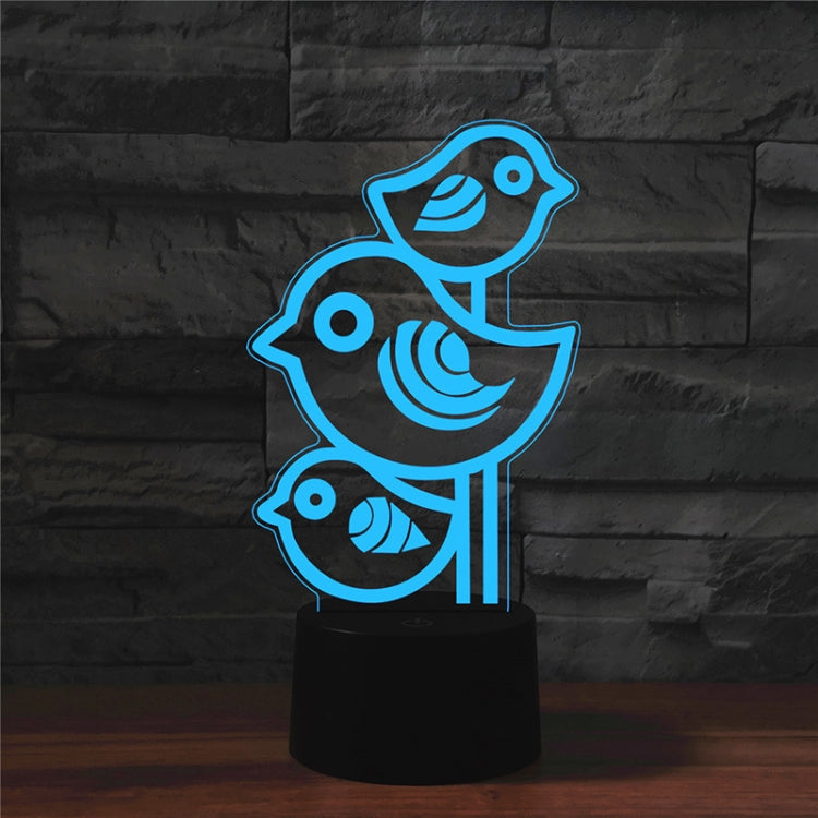 Three Birds Shape 3D Colorful LED Vision Light Table Lamp, Crack Touch Version - Novelty Lighting by PMC TechLife | Online Shopping South Africa | PMC TechLife | Buy Now Pay Later Mobicred
