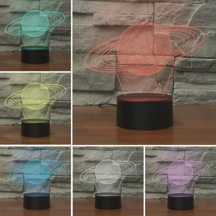 Saturn Shape 3D Colorful LED Vision Light Table Lamp, USB & Battery Version - Novelty Lighting by PMC TechLife | Online Shopping South Africa | PMC TechLife | Buy Now Pay Later Mobicred