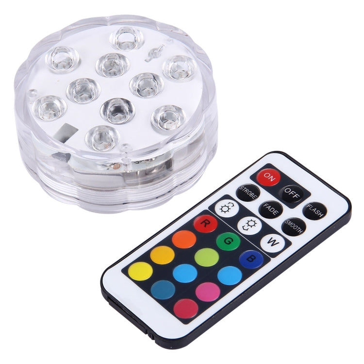 Waterproof Submersible LED Light, 10 LEDs Cylinder Remote Controlled with Remote Controllor, Remote Control Range(in Open Area): 24-30 Feet - Underwater Lights by PMC Jewellery | Online Shopping South Africa | PMC Jewellery