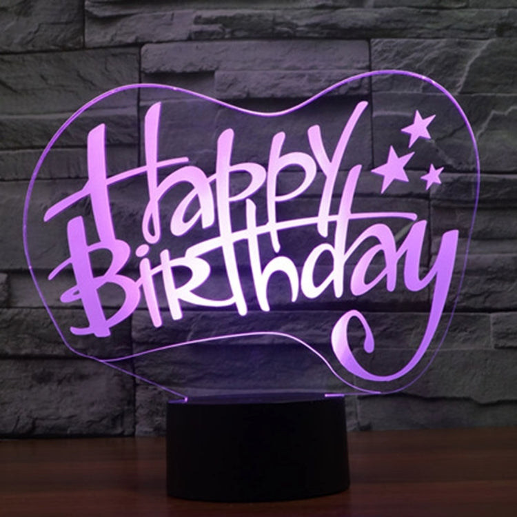 Happy Birthday Style 3D Touch Switch Control LED Light , 7 Color Discoloration Creative Visual Stereo Lamp Desk Lamp Night Light - Novelty Lighting by PMC TechLife | Online Shopping South Africa | PMC TechLife | Buy Now Pay Later Mobicred