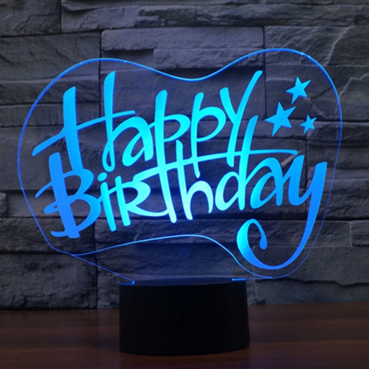 Happy Birthday Style 3D Touch Switch Control LED Light , 7 Color Discoloration Creative Visual Stereo Lamp Desk Lamp Night Light - Novelty Lighting by PMC TechLife | Online Shopping South Africa | PMC TechLife | Buy Now Pay Later Mobicred