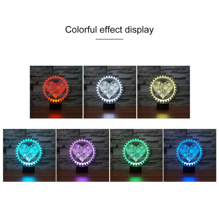 Gear Heart Shape 3D Colorful LED Vision Light Table Lamp, Touch Version - free shipping - PMC TechLife - Order now!