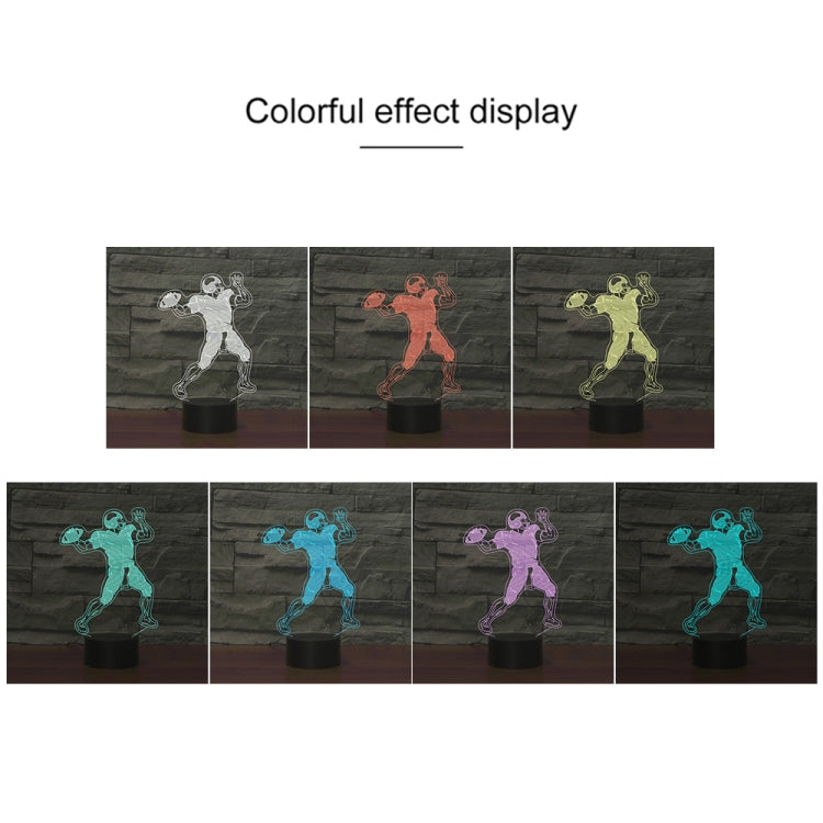Rugby Quarterback Shape 3D Colorful LED Vision Light Table Lamp, USB & Battery Version - Novelty Lighting by PMC TechLife | Online Shopping South Africa | PMC TechLife | Buy Now Pay Later Mobicred
