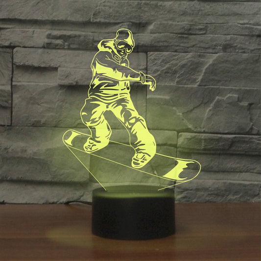 Skate Boy Shape 3D Colorful LED Vision Light Table Lamp, USB Touch Version - Novelty Lighting by PMC Jewellery | Online Shopping South Africa | PMC Jewellery | Buy Now Pay Later Mobicred