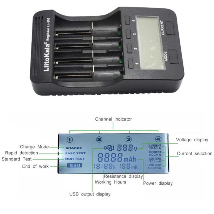 LiitoKala lii-500 Lithium Battery Charger for Li-ion IMR 18650, 26650, 16340, 14500, 10440, 18500, EU Plug - Charger & Converter by PMC Jewellery | Online Shopping South Africa | PMC Jewellery | Buy Now Pay Later Mobicred