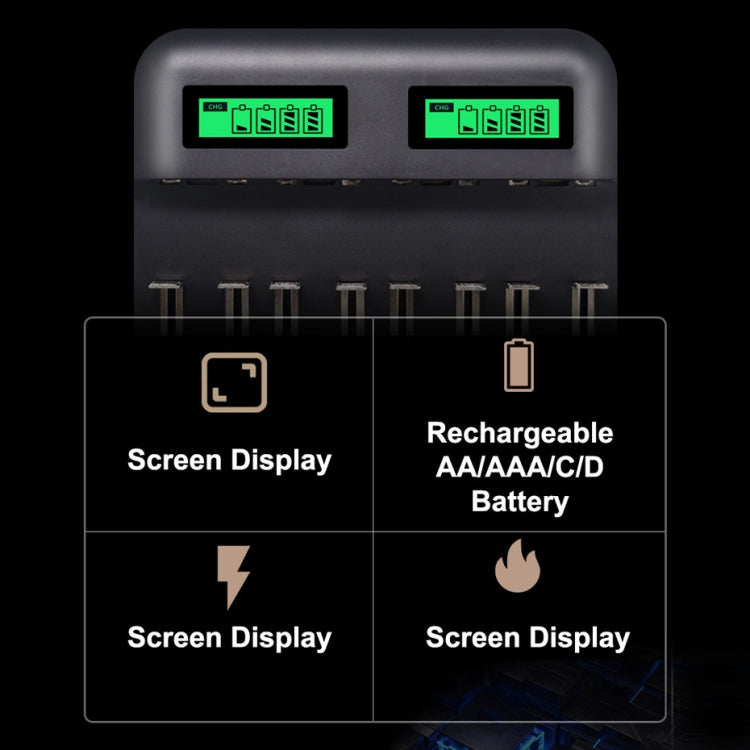 5V 2A USB 8 Slot Battery Charger for AA & AAA & C / D Battery, with LCD Display - Charger & Converter by PMC TechLife | Online Shopping South Africa | PMC TechLife