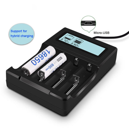 Micro USB 4 Slot Battery Charger for 3.7V Lithium-ion Battery, with LCD Display - Charger & Converter by PMC Jewellery | Online Shopping South Africa | PMC Jewellery | Buy Now Pay Later Mobicred