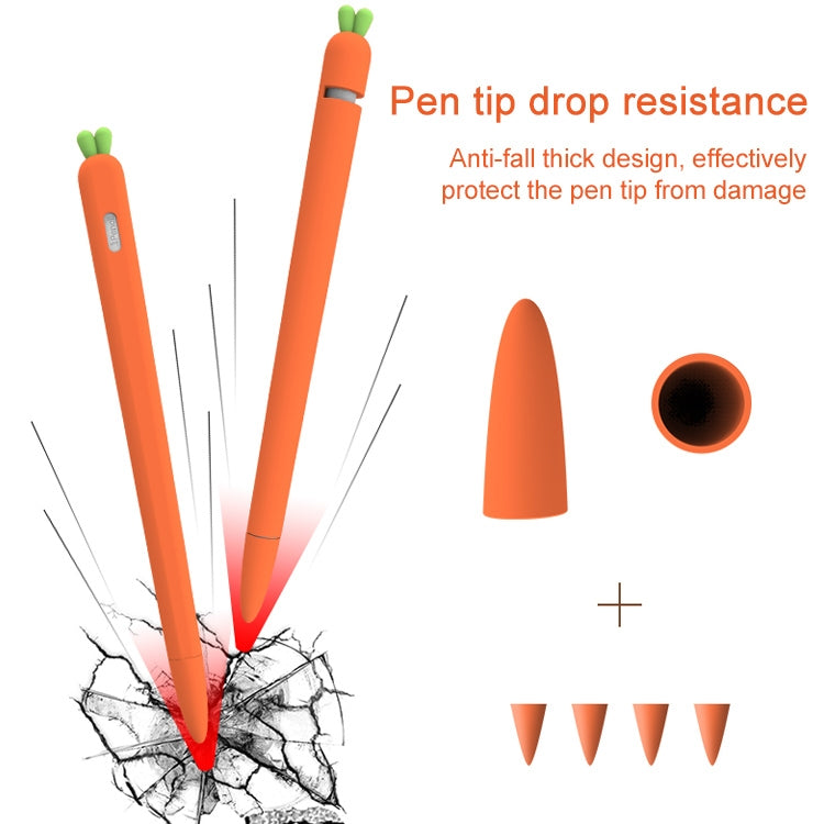 LOVE MEI For Apple Pencil 2 Carrot Shape Stylus Pen Silicone Protective Case Cover(Orange) - Pencil Accessories by LOVE MEI | Online Shopping South Africa | PMC TechLife