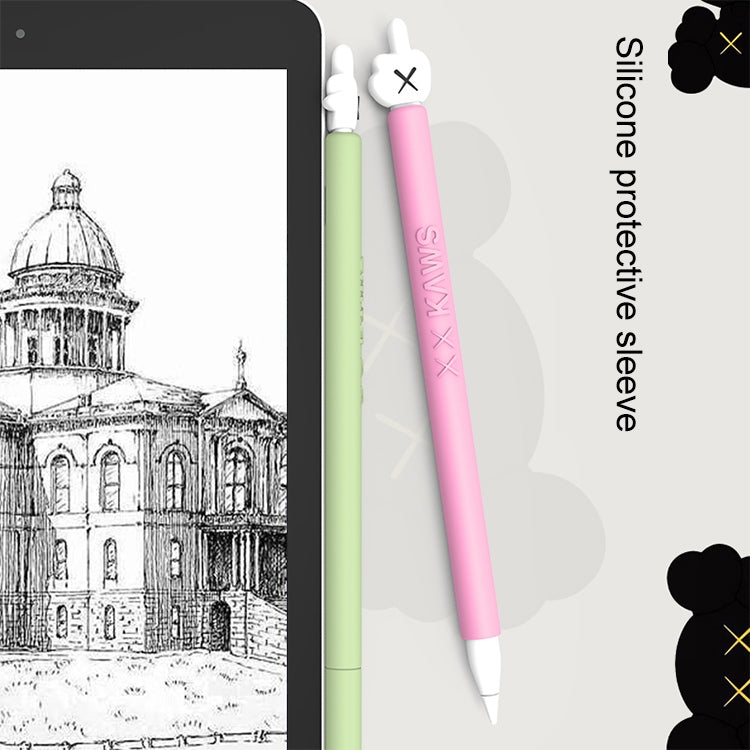 LOVE MEI For Apple Pencil 1 Middle Finger Shape Stylus Pen Silicone Protective Case Cover (Grey) - Pencil Accessories by LOVE MEI | Online Shopping South Africa | PMC TechLife | Buy Now Pay Later Mobicred