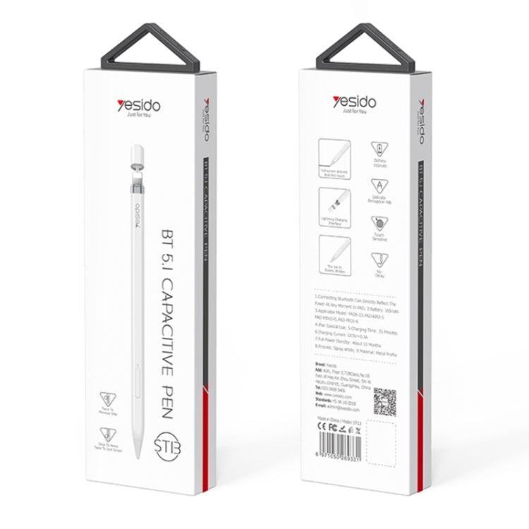 Yesido ST13 8 Pin Interface Multi-function Bluetooth Wireless Stylus Pen Capacitive Pencil for iPad (White) - free shipping - PMC Jewellery - Order now!