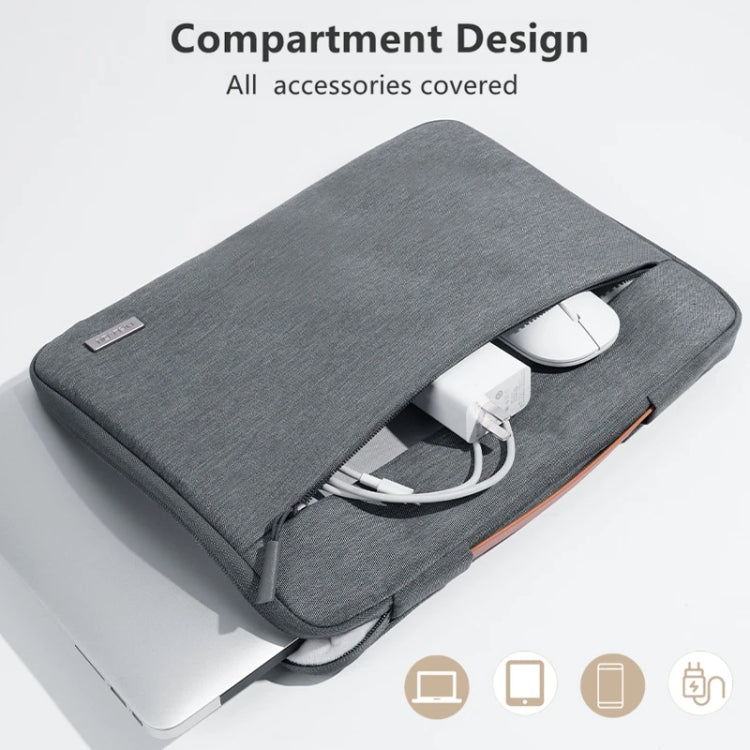 For 14 inch Laptop Zipper Waterproof  Handheld Sleeve Bag (Beige White) - 13.3 inch by PMC TechLife | Online Shopping South Africa | PMC TechLife | Buy Now Pay Later Mobicred