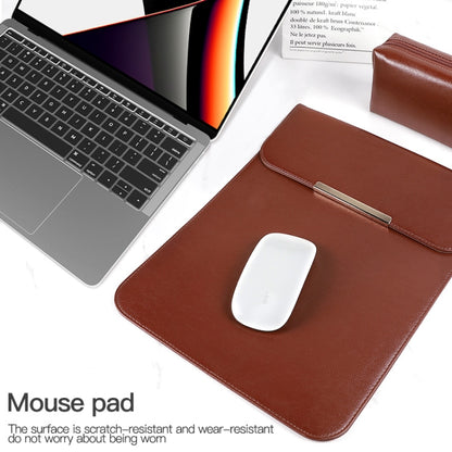 13.3 inch Laptop 2 in 1 PU Leather Sleeve Liner Bag with Mouse Storage Bag(Brown) - 13.3 inch by PMC Jewellery | Online Shopping South Africa | PMC Jewellery | Buy Now Pay Later Mobicred