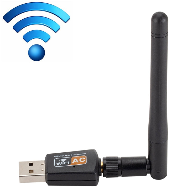 600Mbps 2.4GHz + 5Hz AC Dual Band USB WIFI Adapter with Antenna - USB Network Adapter by PMC TechLife | Online Shopping South Africa | PMC TechLife