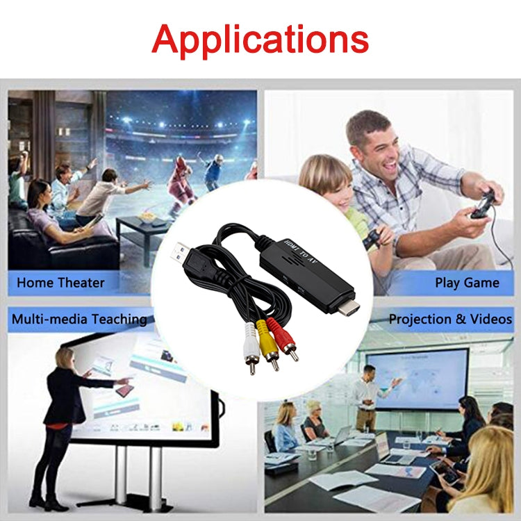 HDMI to RCA 1080P Converter Adapter Cable - Converter by PMC TechLife | Online Shopping South Africa | PMC TechLife