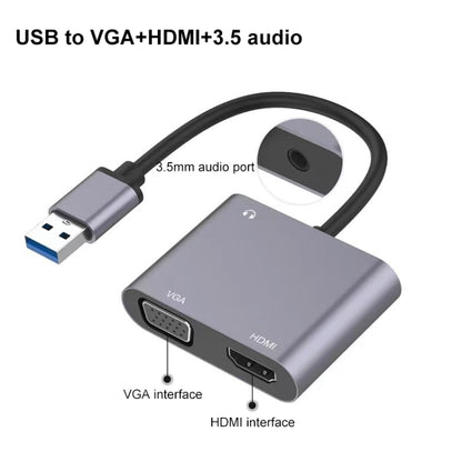 USB-C / Type-C 3.0 to HDMI / VGA Converter - Converter by PMC Jewellery | Online Shopping South Africa | PMC Jewellery | Buy Now Pay Later Mobicred