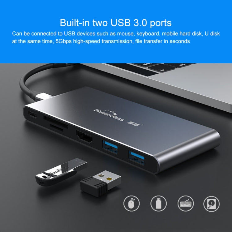 Blueendless 6 In 1 Multi-function Type-C / USB-C HUB Expansion Dock M.2 NGFF Solid State Drive - USB HUB by Blueendless | Online Shopping South Africa | PMC Jewellery | Buy Now Pay Later Mobicred