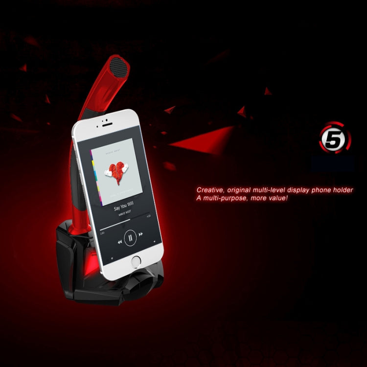 K1 Desktop Omnidirectional USB Wired Mic Condenser Microphone with Phone Holder, Compatible with PC / Mac for Live Broadcast, Show, KTV, etc(Black + Red) - Microphone by PMC TechLife | Online Shopping South Africa | PMC TechLife | Buy Now Pay Later Mobicred