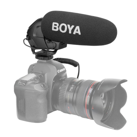 BOYA BY-BM3030 Shotgun Super-cardioid Condenser Broadcast Microphone with Windshield for Canon / Nikon / Sony DSLR Cameras (Black) - Camera Microphone by BOYA | Online Shopping South Africa | PMC Jewellery | Buy Now Pay Later Mobicred