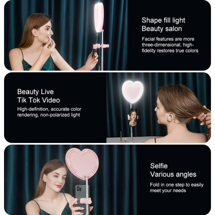 G5 Heart Shape Multi-function Live Broadcast Beauty Fill Light Mobile Phone Holder (White) - Selfie Light by PMC Jewellery | Online Shopping South Africa | PMC Jewellery | Buy Now Pay Later Mobicred