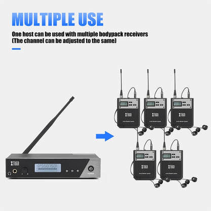 XTUGA IEM1100 UHF Wireless Stage Singer In-Ear Monitor System Single BodyPack Receiver - Camera Microphone by XTUGA | Online Shopping South Africa | PMC Jewellery | Buy Now Pay Later Mobicred