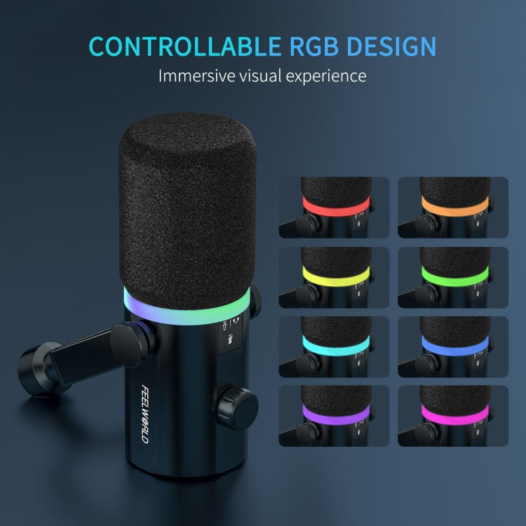 FEELWORLD PM1-XS XLR/USB Dynamic Microphone for Podcasting Recording Gaming Live Streaming (Black) - Microphone by FEELWORLD | Online Shopping South Africa | PMC TechLife | Buy Now Pay Later Mobicred