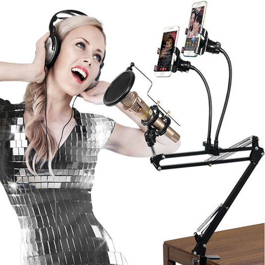 Dual Mobile Phone K Song Bracket 360 Degree Direction Cantilever Multifunctional Lazy Microphone Live Broadcast Bracket - Stand by PMC Jewellery | Online Shopping South Africa | PMC Jewellery | Buy Now Pay Later Mobicred