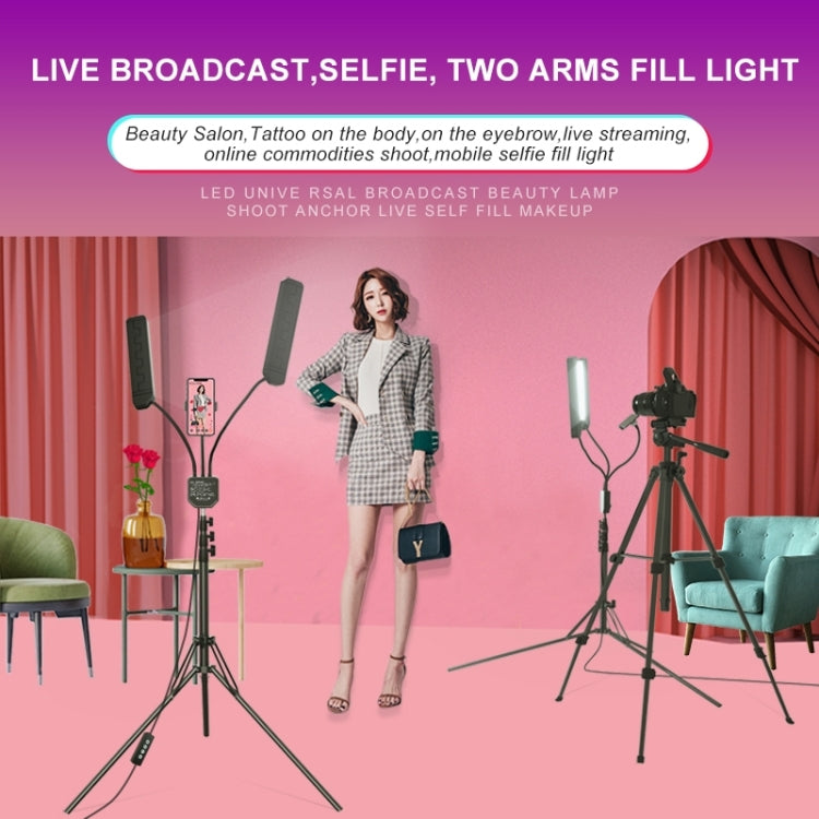 RK39 Portable Tri-color Adjustable Brightness Double Arms Fill Light with Phone Clip(Black) - Selfie Light by PMC Jewellery | Online Shopping South Africa | PMC Jewellery | Buy Now Pay Later Mobicred