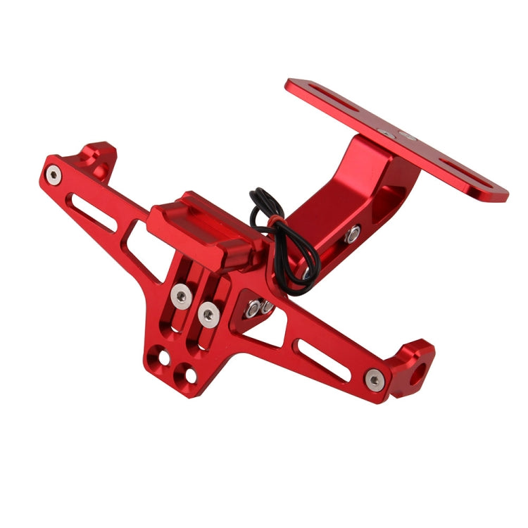 LPF013 Motorcycle Modification Accessories Universal Aircraft Shape Aluminum Alloy License Plate Bracket with LED Lights (Red) - Others by PMC Jewellery | Online Shopping South Africa | PMC Jewellery | Buy Now Pay Later Mobicred